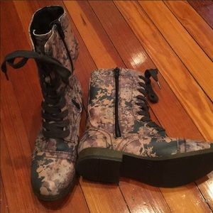 Floral combat boots